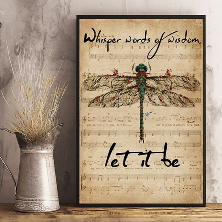 Dragonfly Let it be Vintage Poster
