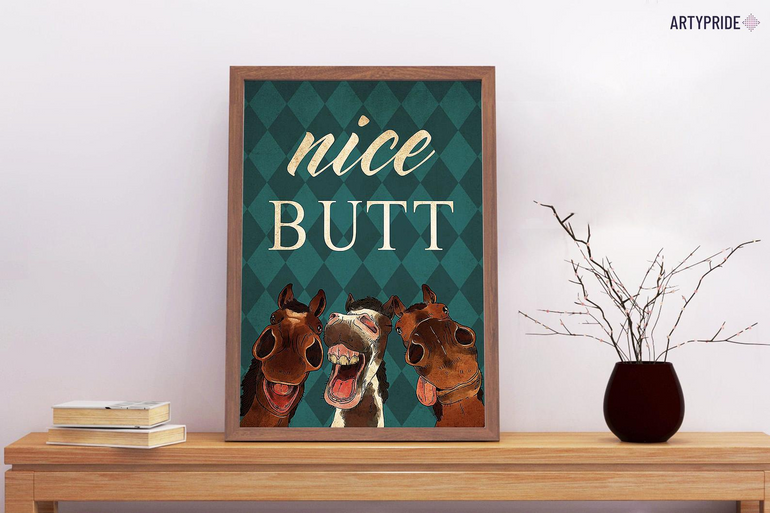 Horse Nice Butt Poster Funny Bathroom