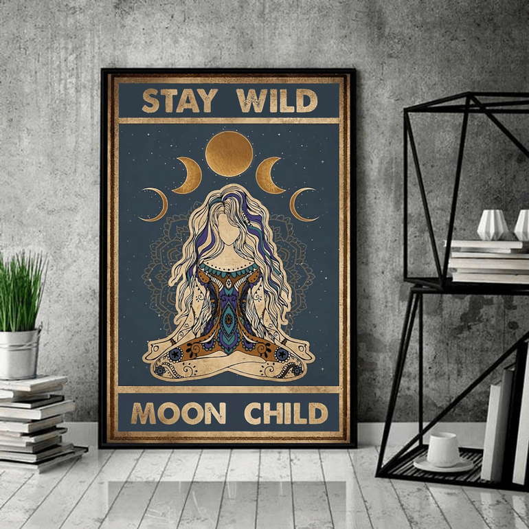 Yoga Girl Stay Wild Moon Child Satin - Vintage Hippie Yoga Poster Yoga Girl Stay Wild Moon Child Satin - Vintage Hippie Yoga Poster