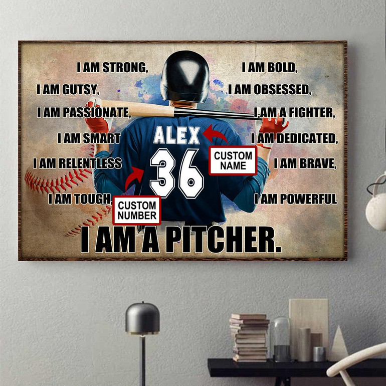 Personalized Customized I Am A Pitcher Strong Smart Meaningful Quote Poster