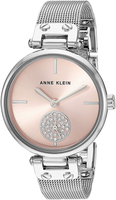 Anne Klein Women's Swarovski Crystal Accented Mesh Bracelet Gold-Tone Watch