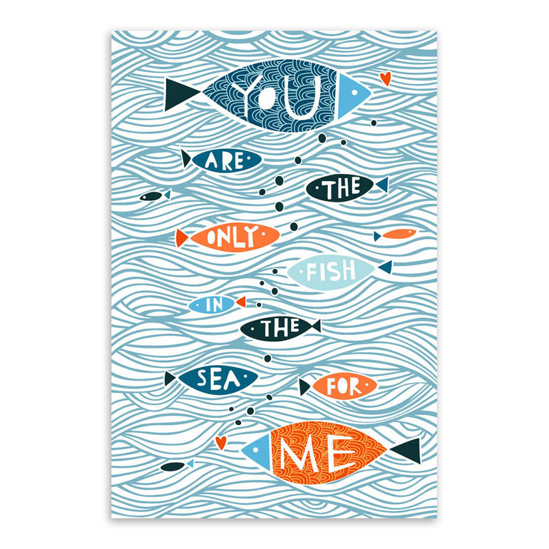 Cartoon Fish Ocean Motivational Typography Quotes Mediterranean Art Print Poster Nautical Wall Picture Canvas Painting Home Deco