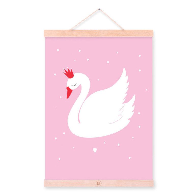 Pink Kawaii Animal Cute Swan Wood Framed Canvas Painting Home Kids Baby Room Decor Nuresery Wall Art Print Picture Poster Scroll