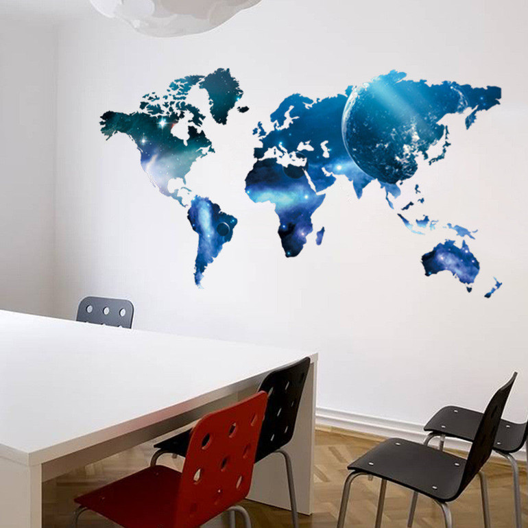 Map decal World map wall decal office home decor