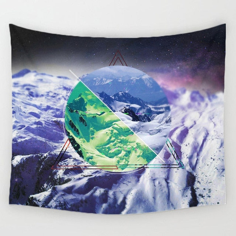 Geometric Space Mountain Tapestry