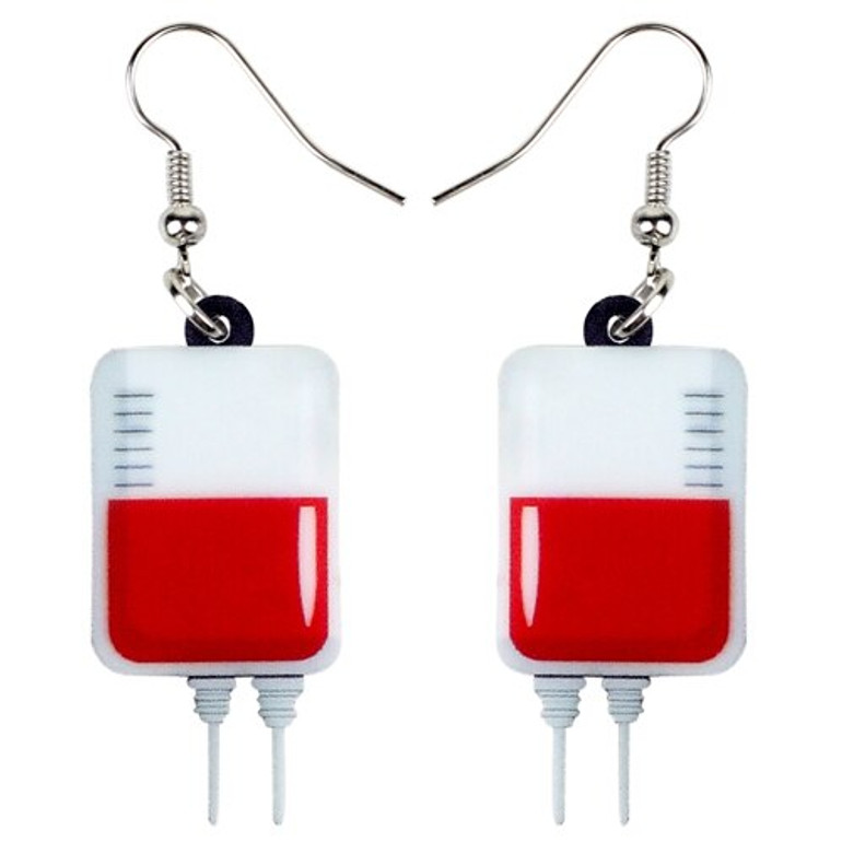 FREE OFFER Blood Plasma Bag Halloween Earrings