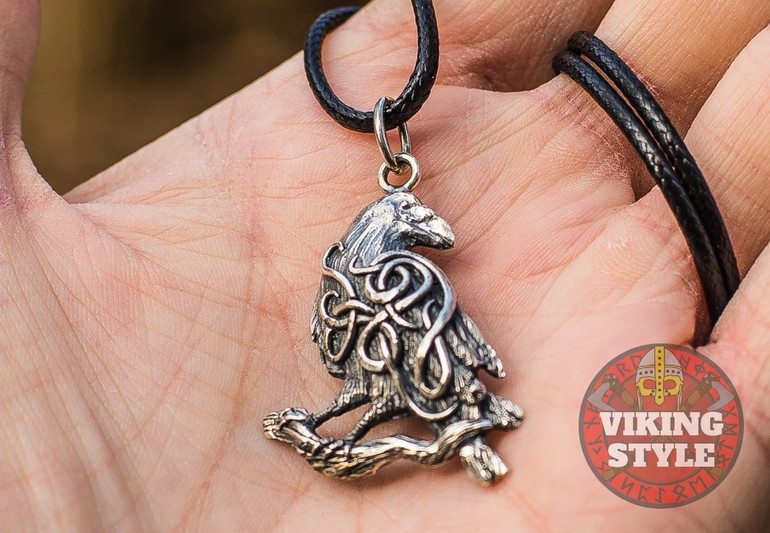 Norse Raven Pendant - Hræfn, 925 Silver