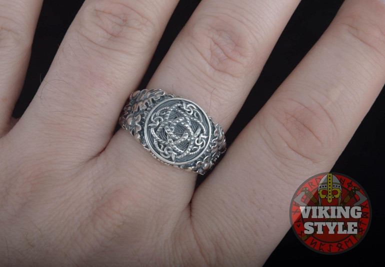 Jörmungandr Ring - Oak Leaves, 925 Silver