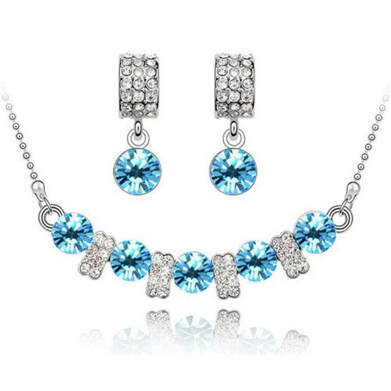 Austrian Crystal and Cubic Zirconia Necklace & Earrings Fashion Jewelry Set Austrian Crystal and Cubic Zirconia Necklace & Earrings Fashion Jewelry Set