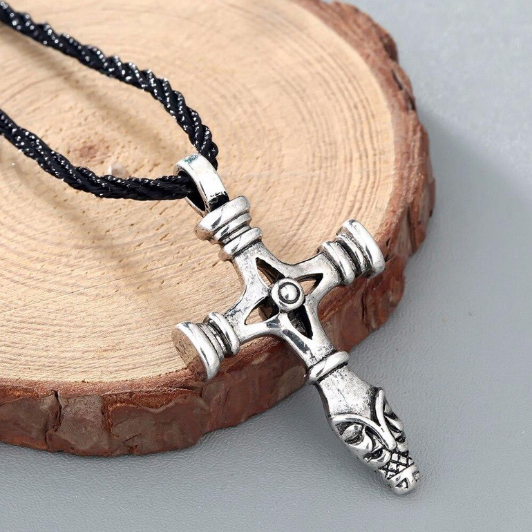Celtic Cross Statement Pendant Necklaces with Rope Chain