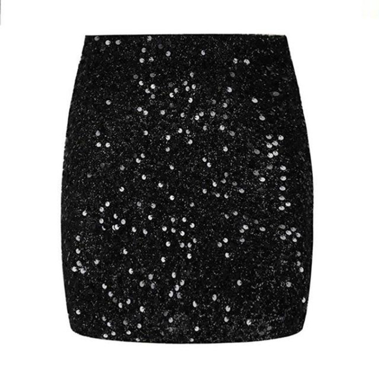 Pencil Sequin Mini Skirt - High Waist Skirt