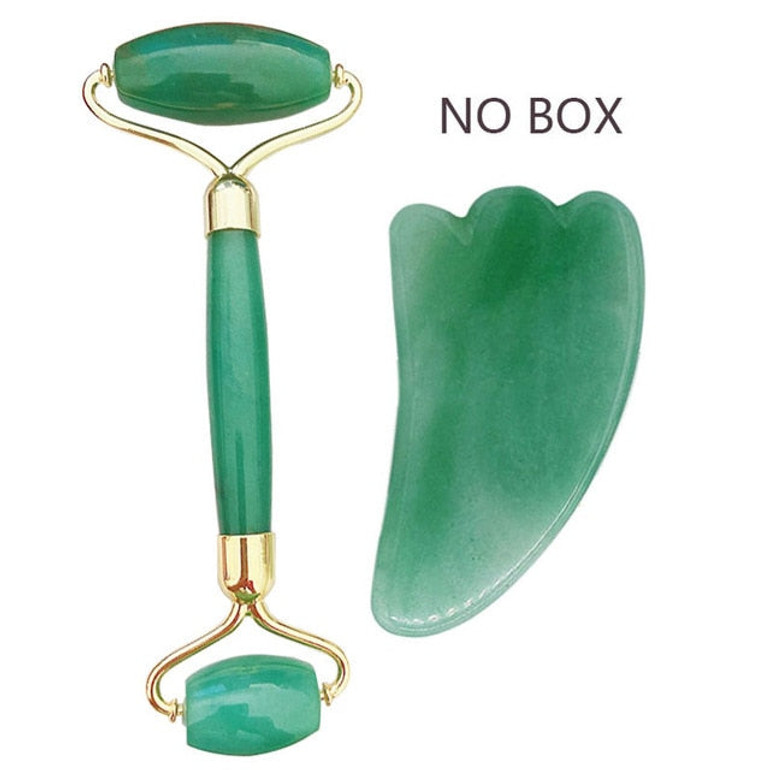 Natural Wrinkle Removal Rose Quartz Scraper Face Jade Massage Roller Tools for Slimming Face