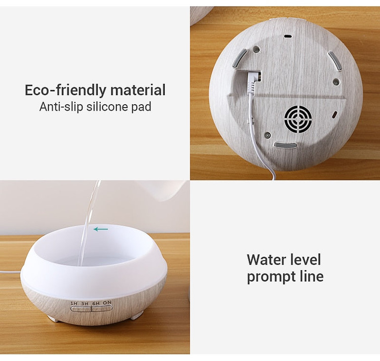 Ultrasonic Air Humidifier with White Grain 7 Color Changing LED Lights Cool Mist for Office Home