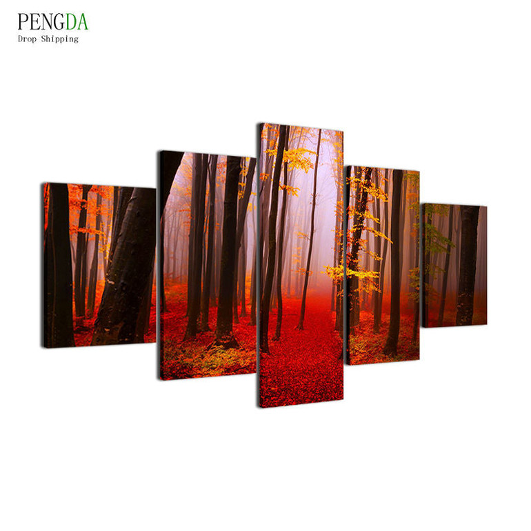 PENGDA Wall Art Canvas Painting Style Wall Pictures For Living Room Frames 5 Panel Tree Landscape Moder Decoration Paintings