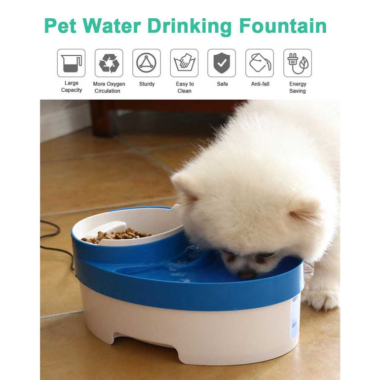 Pet Water Fountain For Cat Dog Automatic Food Bowl Dish Feeder Dispenser 3 in 1