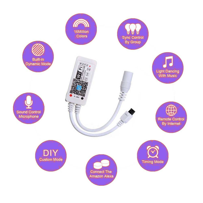 Mini Wifi LED Controller+ IR Remote For 5050/3528 RGBW LED Strip Light Phone