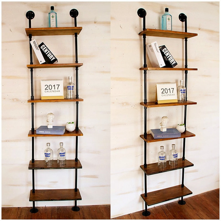 Industrial Pipe Shelving Bookshelf Shelf with Wood Shelves