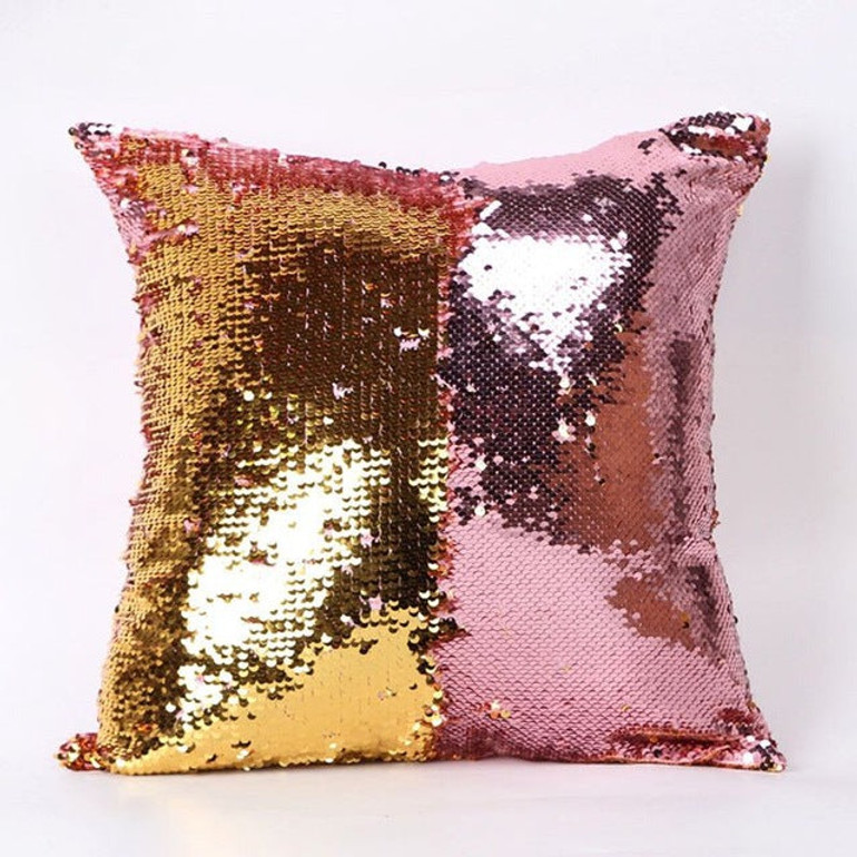 DIY Magic Letter Double Color Glitter Sequins Throw Pillow Case Cafe Home Square Cushion Covers