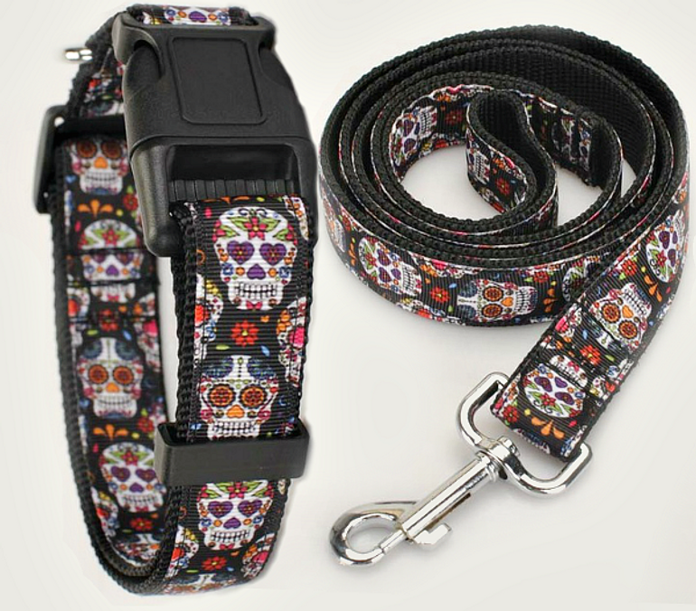 Sugar Skull Dog Collar and Leash Bundle Sugar Skull Dog Collar and Leash Bundle