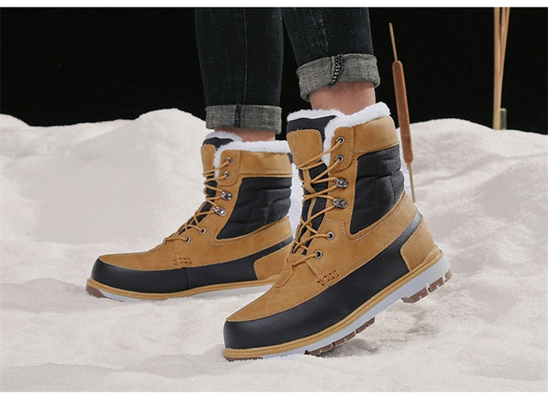 Men Snow Boots Warm Plush Fur And Waterproof