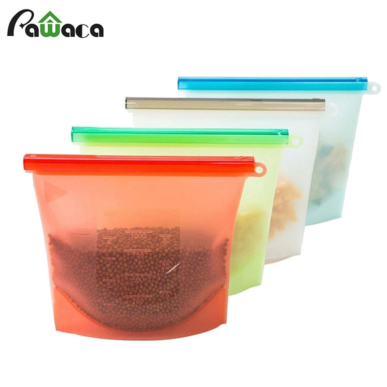 4pcs/set Reusable Vacuum Silicone Food Bag Sealer
