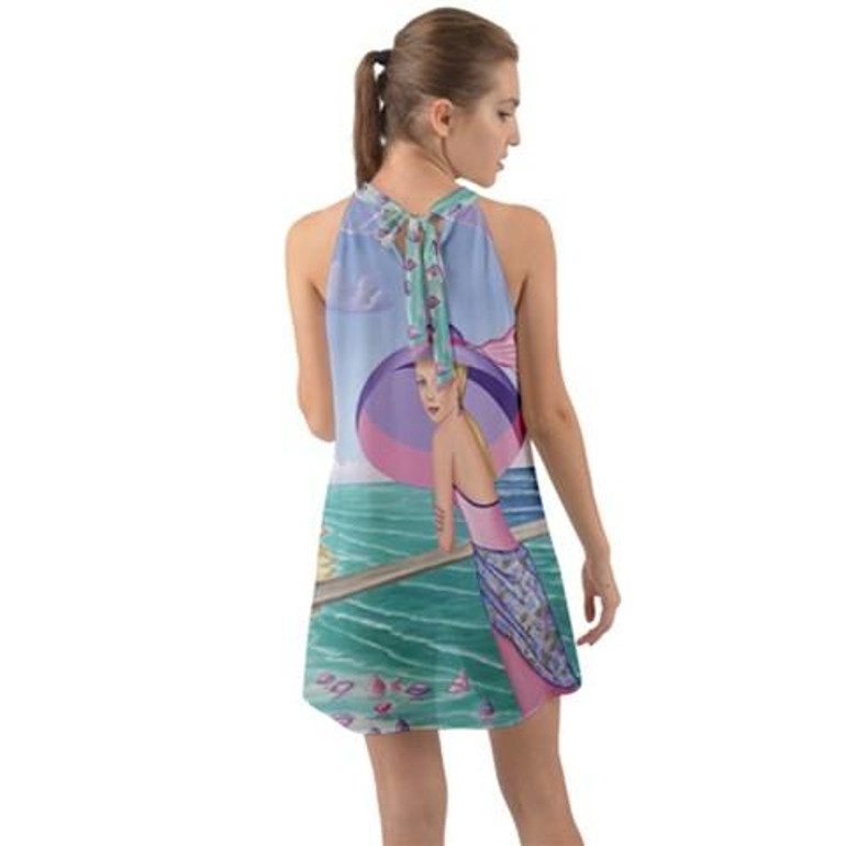 Palm Beach Purple Chiffon Halter Dress Wholesale Palm Beach Purple Chiffon Halter Dress Wholesale