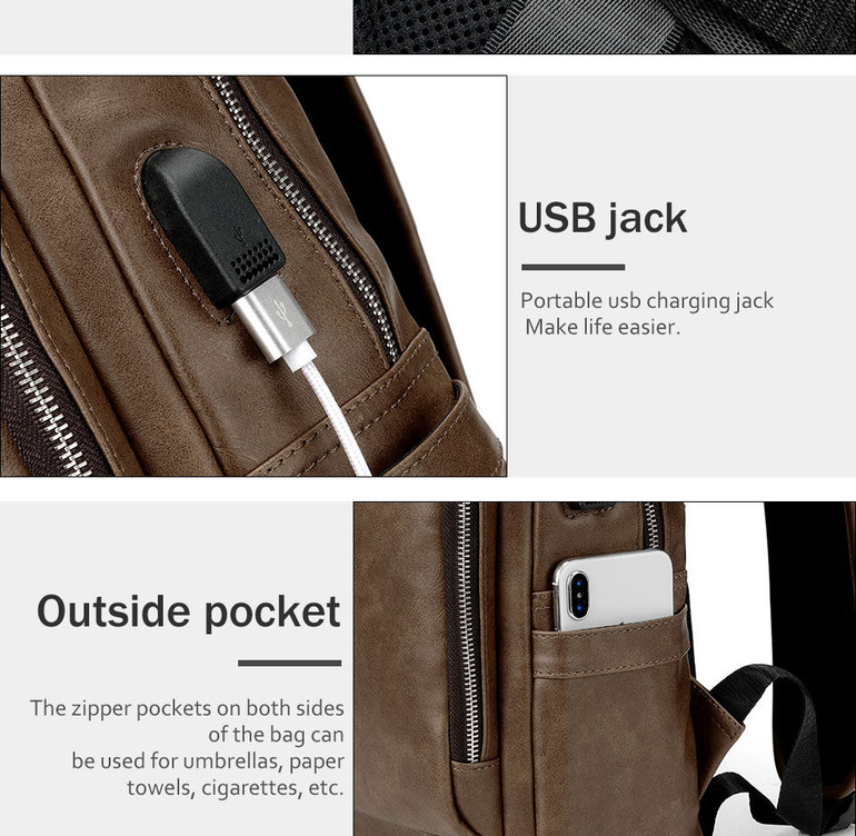 USB Charge Men Backpack Business Bag for 15.6" Laptop Travel Backpacks Large Capacity School College Zipper Male Backpack Solid
