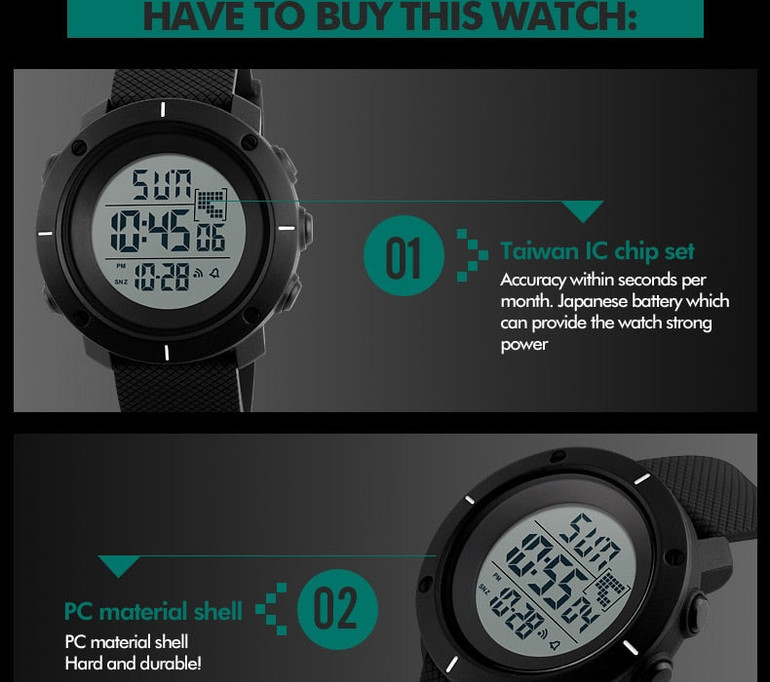 SKMEI Outdoor Sport Watch Men Multifunction Chronograph 5Bar Waterproof Alarm Clock Digital Watches reloj hombre 1213