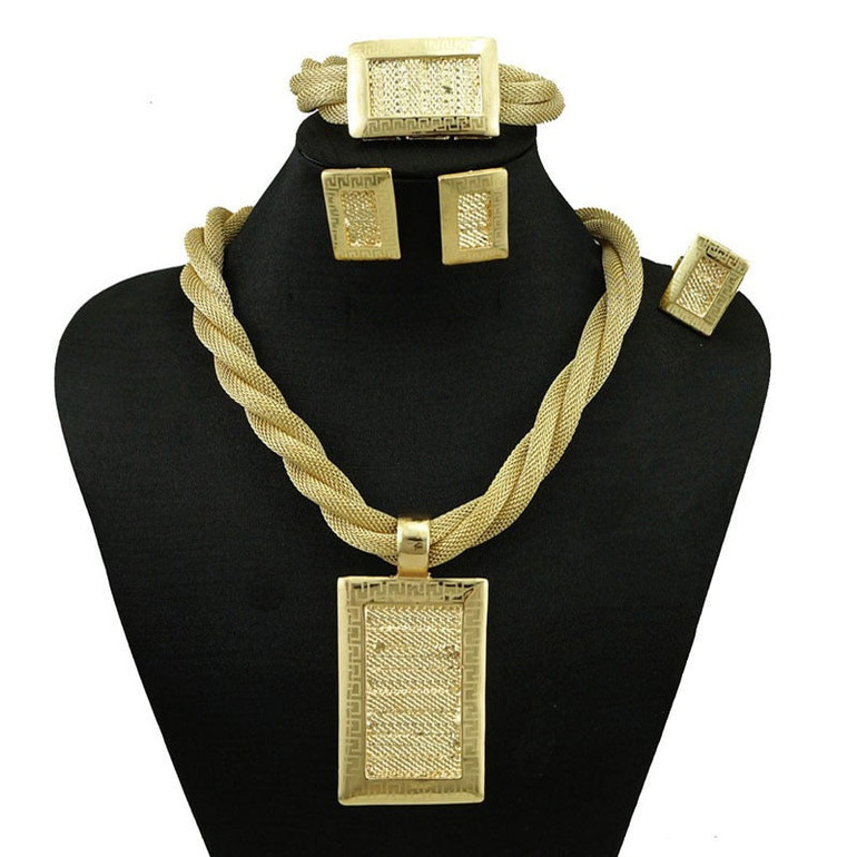 gold fine jewelry set party jewelry set women necklace big wedding jewelry necklace nigerian african jewelry