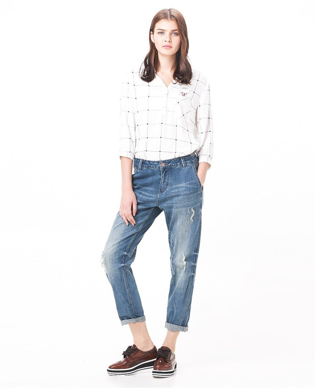 LEIJIJEANS Spring Plus Size Fashion Ripped Hole Bleached Mid Waist Ankle Length Vintage Stretch Loose Harem Women Jeans