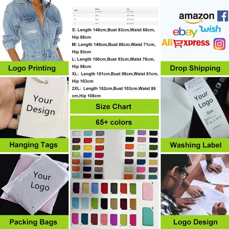 Manufacturer OEM Latest Design Ladies Jeans Jumpsuits Rompers Womens