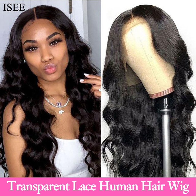 Body Wave HD Lace Frontal Wigs For Women Peruvian Body Wave Human Hair Wigs 150% Density ISEE HAIR Transparent Lace Front Wigs