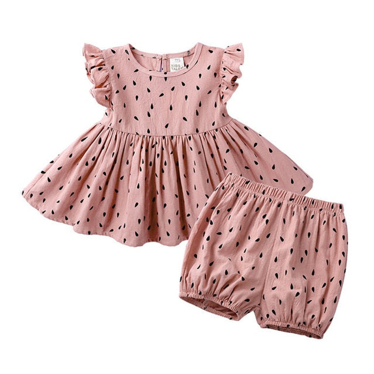 Baby Clothes Toddler Girls Clothing Sets Fashion New Kids Girls Sleeveless Shirt+shorts 2pcs Suit Baby Girl Cute Party Clothes