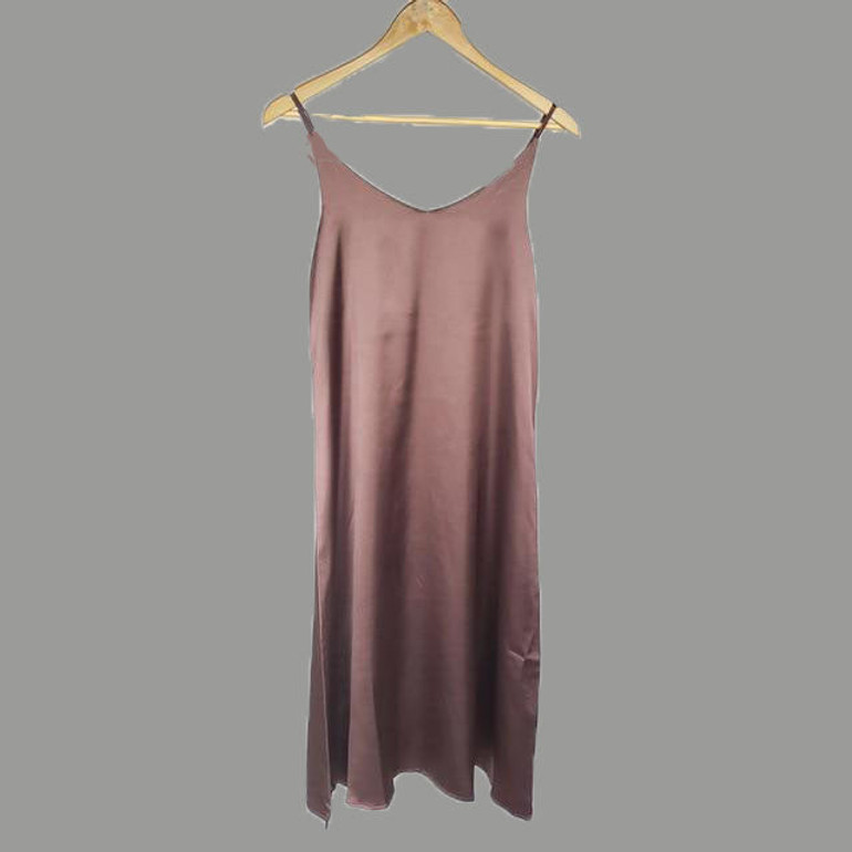 2020 Spring Summer Women Satin Dress party Luxury Shiny Sundress Imitation Silk Dress