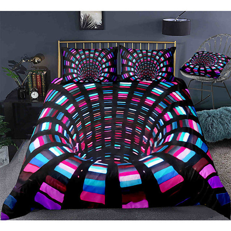 3D Vortex 3-Piece Duvet Bedding Comforter Cover Soft Lightweight Microfiber Set