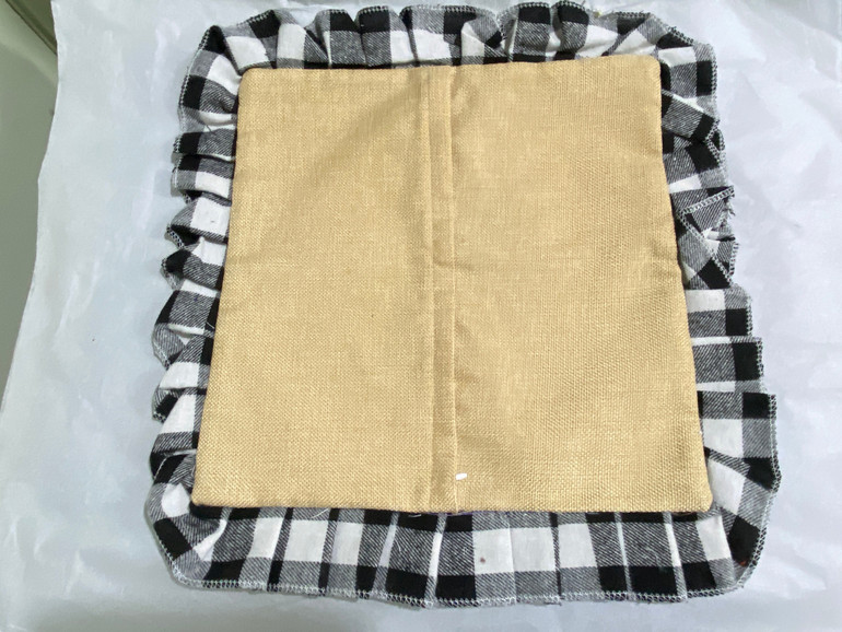 Horse Embroidery Plaid Trim Pillow