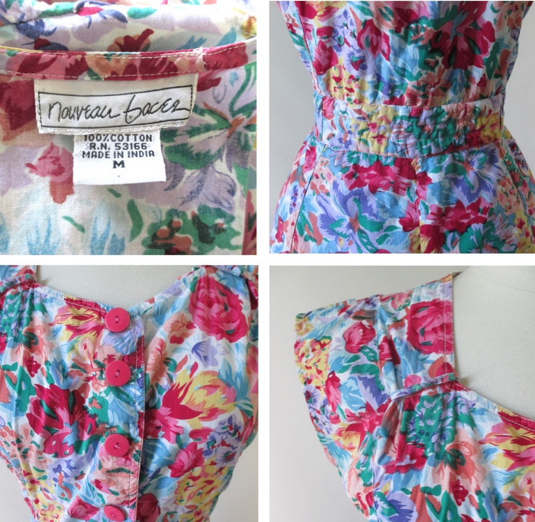 Vintage 90's Floral Button Up Mini Dress