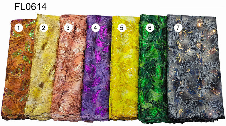 Latest French Sequin Lace Fabric Nigerian Dress Sewing Material 5 Yards Free Shipping