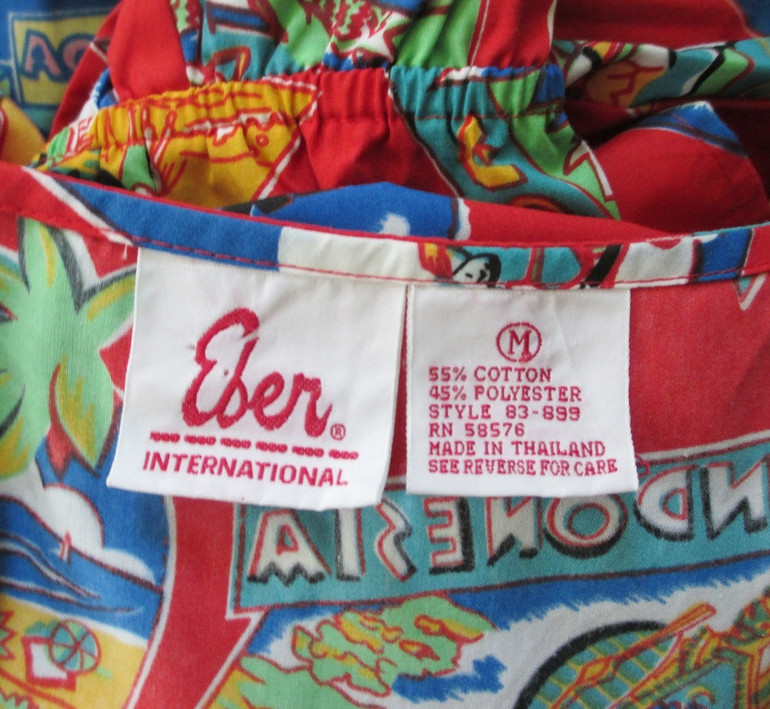 Vintage 80's Red Vacation Post Card Shorts Playsuit Romper