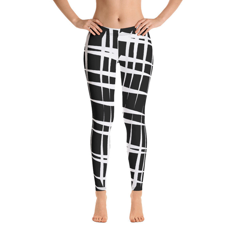 Amila Claws Print White on Black Geometric Design Leggings