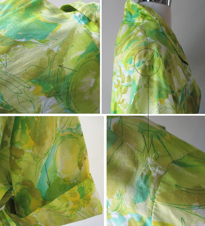 Vintage 50's Abstract Floral Full Skirt Shirtwaist Day Dress 48 37 XL XXL