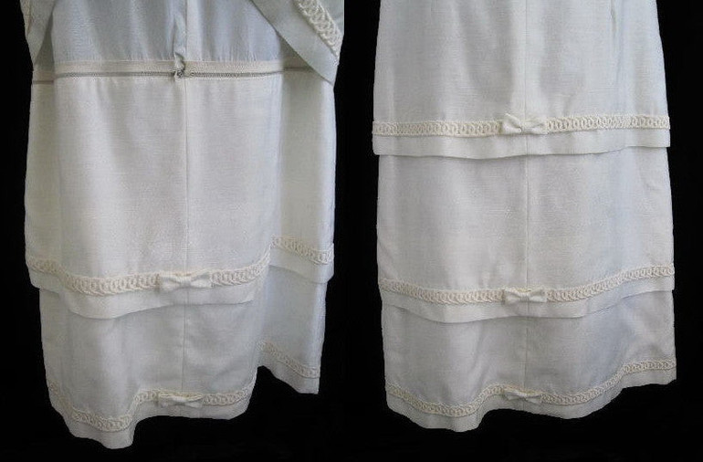 Vintage 60's White MOD Convertible Maxi To Mini Wedding Dress Set XS S