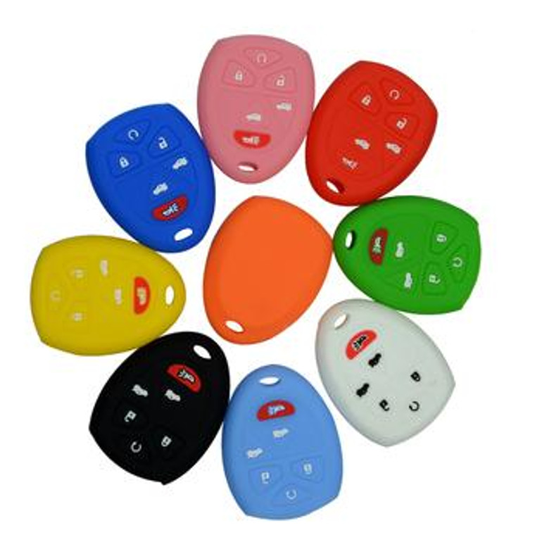 Silicone Rubber 6 Button Key Fob Remote Case Cover Jacket For Chevrolet, Chevy, Cadillac, GMC