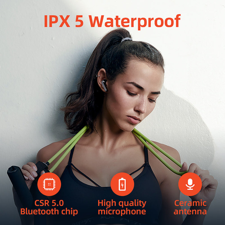 QCY T3 TWS Wireless Earphones Bluetooth V5.0 Waterproof Fingerprint Touch 3D Stereo Headphones Dual-Mic Noise Cancelling Earphones