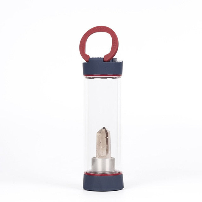 Natural Gem Stone Crystal  Double Glazing  Water Bottle gem water bottle Point Wand Infused Elixir