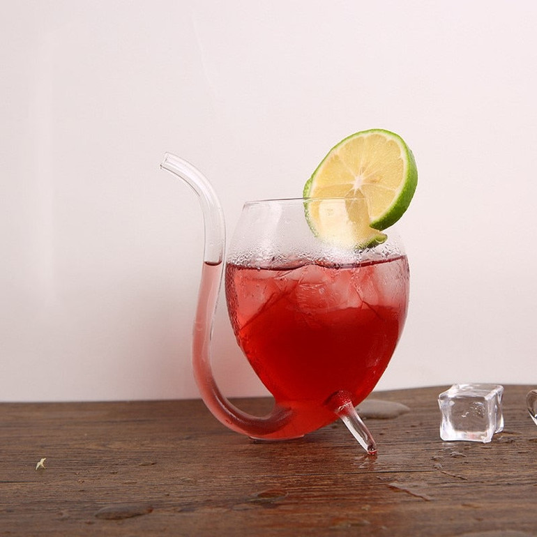 2pieces 300ML Home and party use Creative straw glass mug novelty milk glass with straw cold drink cup Juice mug Wine glass