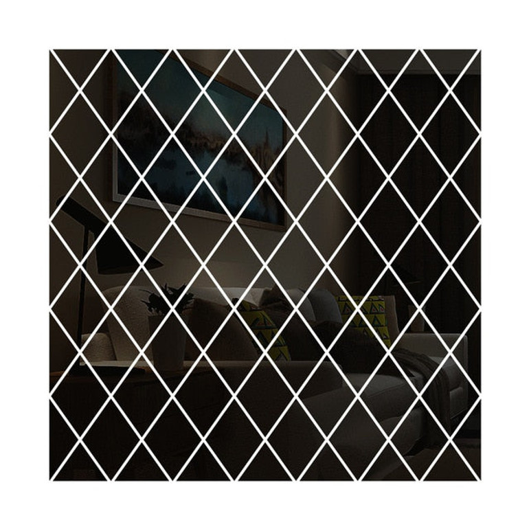 58Pcs 3D Mirror Wall Sticker DIY Diamonds Triangles Acrylic Wall Stickers Living Room Home Decoration