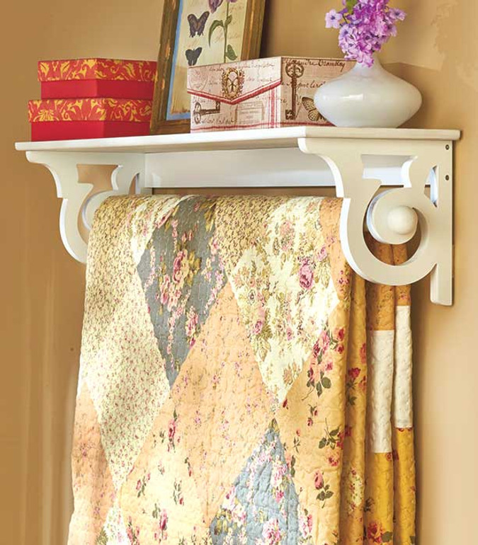 Wall-Mounted Quilt Rack with Shelf
