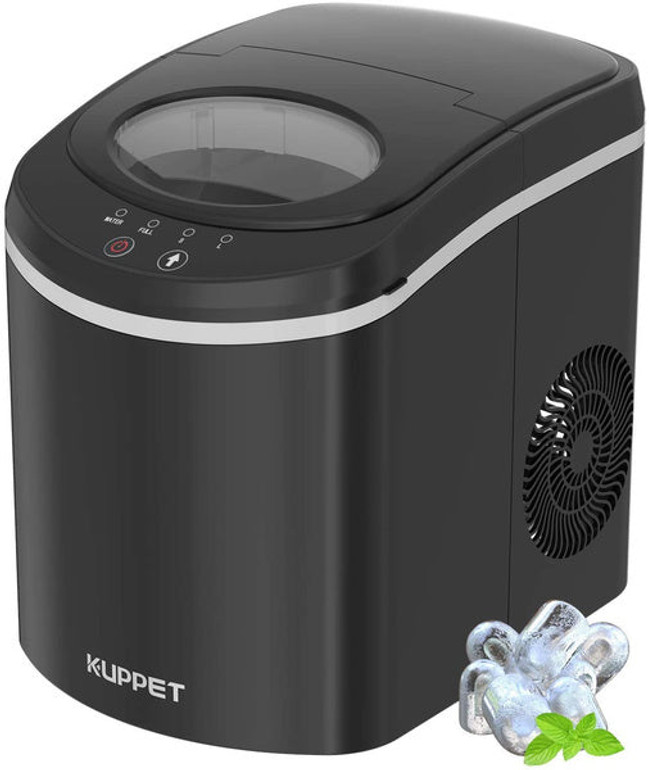 KUPPET Portable Ice Maker Self-Cleaning Electric Scoop and Basket, 9 Ice Cubes Ready in 6 minutes
