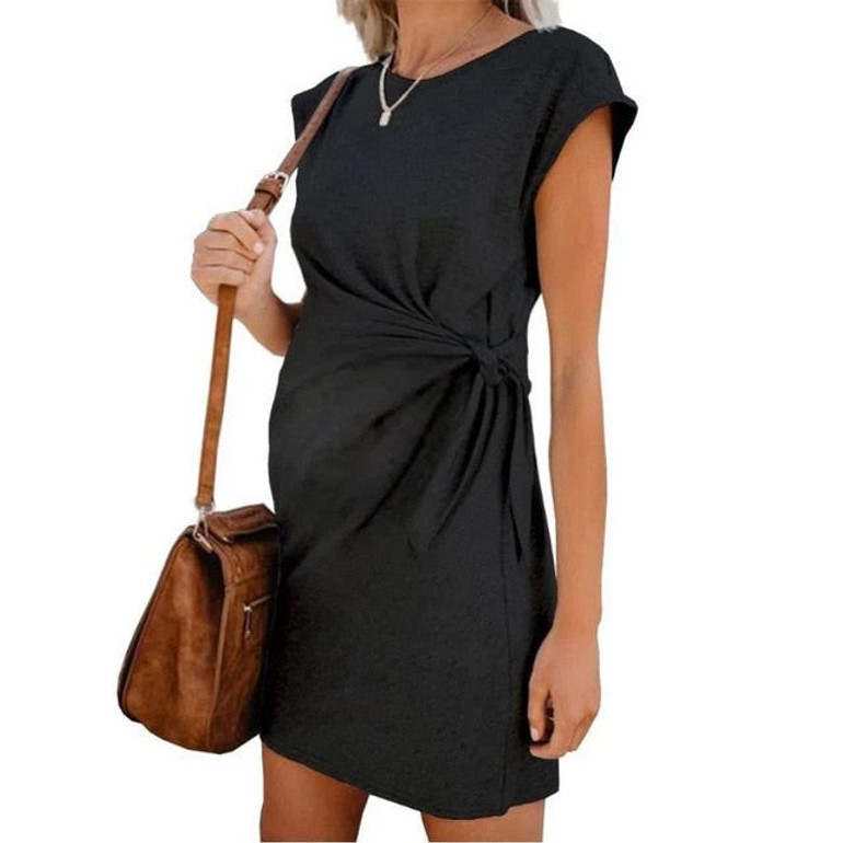 Tie-in Waist Pregnant Women's Dress